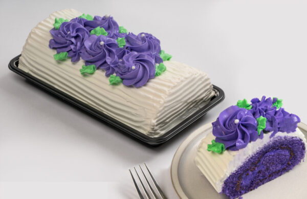 Enjoy Ube tres leches as new product at Filipino bakery.